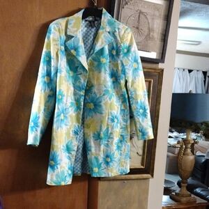 Pierre Cardin Floral Blazer in Blue and Chartreuse Light Coat
